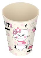 Homver стакан детский с крышкой, трубочкой и колпачком 280мл с декором " Кошечка" (с {16} - фото