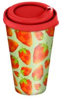 Homver стакан с крышкой 550мл с декором "Клубника" (красный) {24} - фото
