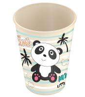 Homver стакан детский с крышкой, трубочкой и колпачком 280мл с декором "Панда" (свет {16} - фото