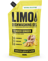 LIMO гель д/мытья посуды 460 мл имбирь и лимонная кислота,дой-пак {12} - фото