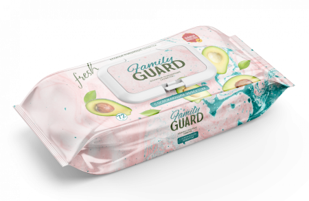 Family Guard Fresh влажные салфетки 72 шт универсальные Авокадо big-pack с крышкой {12} - фото