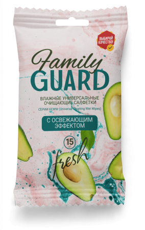 Family Guard Fresh влажные салфетки 15 шт универсальные Авокадо pocket-pack {110} - фото