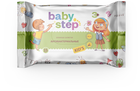 Baby Step влажные салфетки детские 15 шт антибактериальные pocket-pack {96} - фото