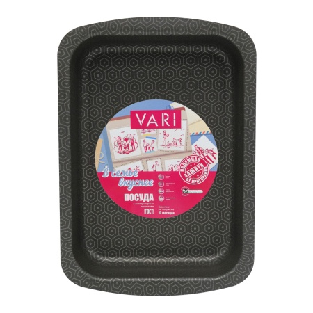 Vari противень штампованный В семье вкуснее серый VARI , 350х250х70 {8} - фото
