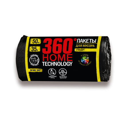 360 Home Technology пакеты д/мусора 35 л 50 шт черные {40} - фото