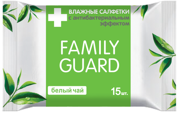 Family Guard влажные салфетки 15 шт с антибактериальным эффектом белый чай {96} - фото