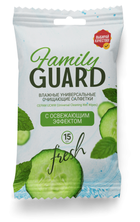 Family Guard Fresh влажные салфетки 15 шт универсальные Мята и Огурец pocket-pack {96} - фото
