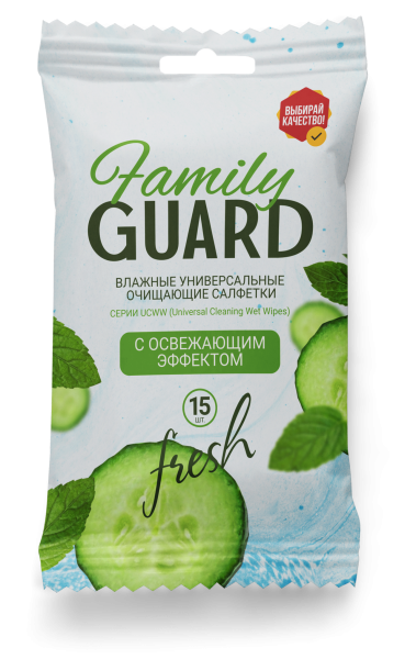 Family Guard Fresh влажные салфетки 15 шт универсальные Мята и Огурец pocket-pack {96} - фото