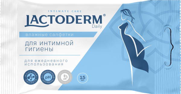 Lactoderm влажные салфетки д/интимной гигиены 15 шт daily {18} - фото