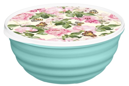 Homver миска Latina" 3,2л с крышкой с декором "Розовый сад" (микс) {15} - фото