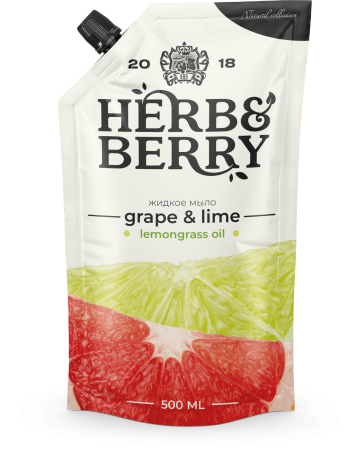 Herb & Berry мыло жидкое 500 мл розовый грейпфрут и лайм (дойпак) {12} - фото