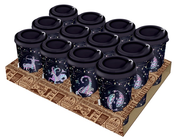 Homver стакан с крышкой 550мл с декором (синий) {24} - фото