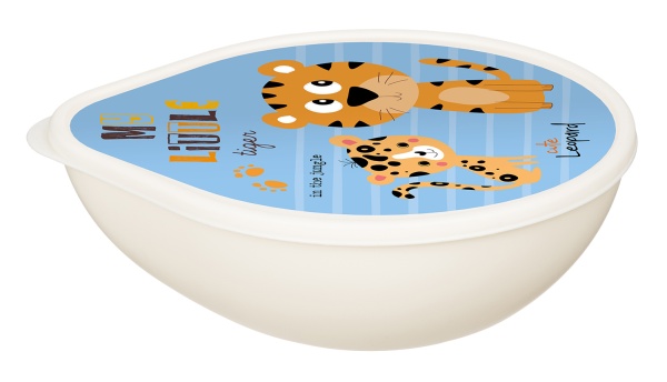 Homver миска детская D135мм с крышкой с декором "Сафари" (светло-бежевый) {18} - фото