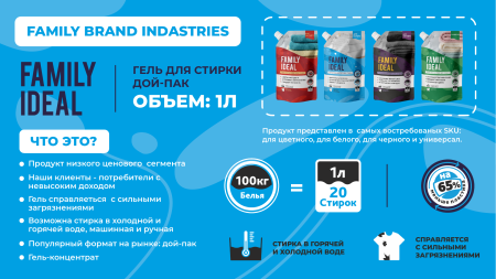 Family Ideal гель-концентрат д/стирки 1 л дой-пак white {6} - фото