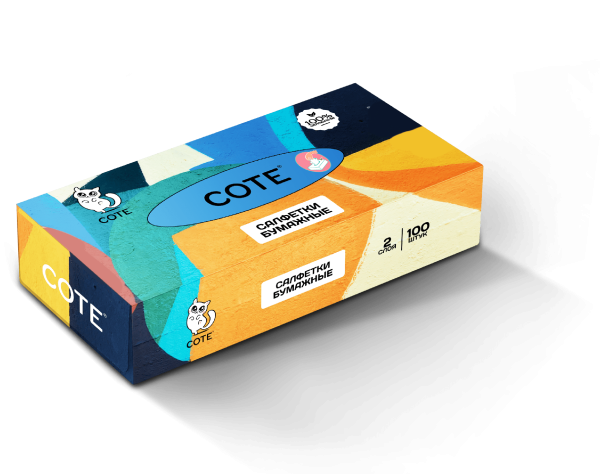 Cote салфетки косметические 100 шт Астракция 2 слоя V-сложение {35} - фото