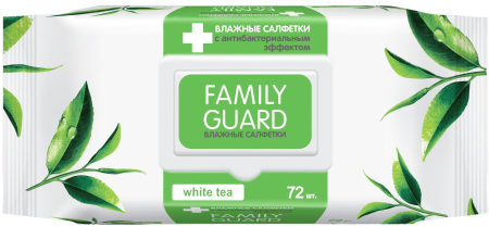 Family Guard влажные салфетки 72 шт с крышкой антибактериальные Белый чай {12} - фото